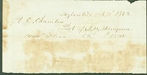 Bill of Sale between R. C. Chambers and I(?). W. Thompson, Taylorsville, 1862 (ephemera)