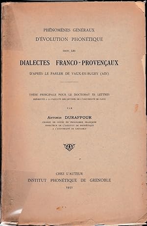 Phénomènes généraux d'évolution phonétique dans les dialectes franco-provençaux d'après le parler...