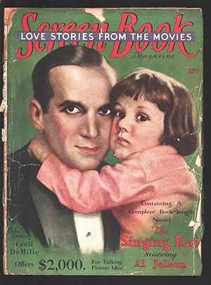 Screen Book #4 12/1928Al Jolson 'The Singing Fool'-Pulp style movie stories-'The Night Watch'-G
