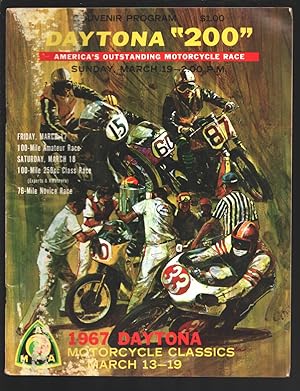 Daytona Int'l Speedway AMA 200 Motorcycle Race Program 3/19/1967-Race info & stats-Bart Markel-VG-