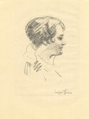 Original head-and-shoulders drawing, in profile, of the noted German-born American soprano by the...