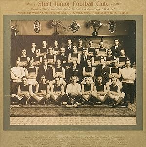 A vintage photograph of the 'Sturt Junior Football Club. Premiers South Australian Junior Footbal...