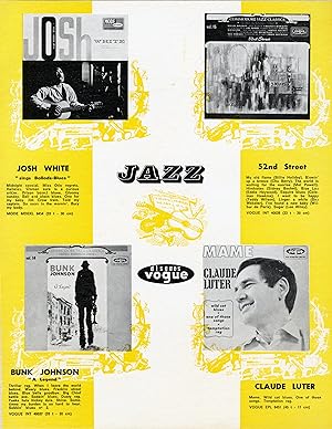 "JAZZ sur DISQUES VOGUE" Annonce originale entoilée parue dans JAZZ HOT en 1966