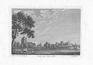 1785 Historical copper engraving of Pevensey Castle in Sussex