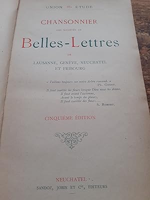 chansonnier des sociétés de belles-lettres