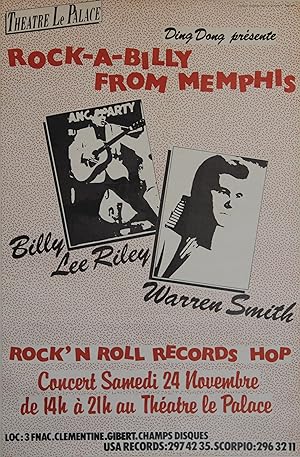 "ROCK-A-BILLY FROM MEMPHIS / THÉÂTRE LE PALACE 1979" Avec Billy Lee RILEY et Warren SMITH / Affic...