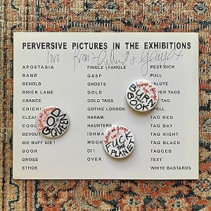 Gilbert & George Signed Invitation Card and three buttons