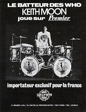 "Keith MOON (The WHO)" Annonce originale entoilée PREMIER / SELMER (années 70)