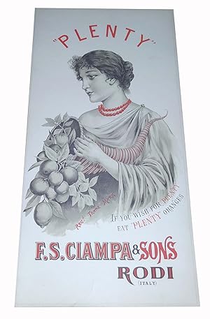 F.S. Ciampa & Sons Rodi Garganico PLENTY Oranges Cromolitografia pubblicitaria