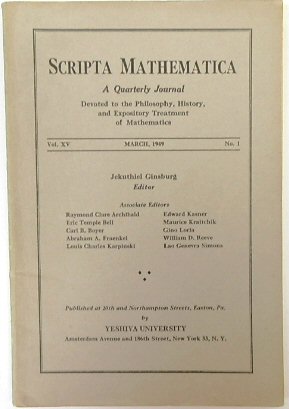 Scripta Mathematica: Vol. XV, No.1
