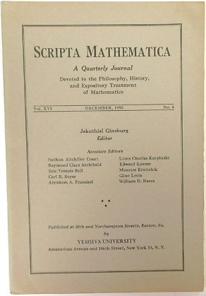 Scripta Mathematica: Vol. XVI, No.4