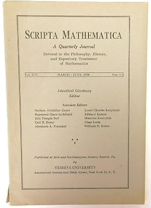 Scripta Mathematica: Vol. XVI, Nos.1-2