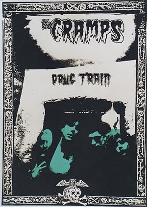 "THE CRAMPS / DRUG TRAIN" Affiche U.K. originale entoilée / Sérigraphie d'après photo d'Anton COR...