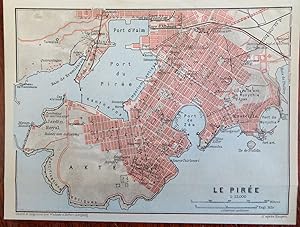 Piraeus Port Town Athens Greece 1909 Kaupert small detailed city plan