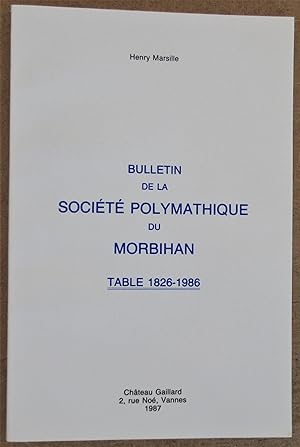 Bulletin de la Société Polymathique du Morbihan : Table 1826 - 1986