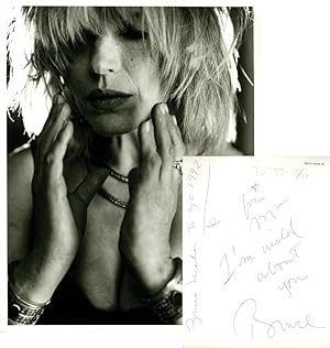 Oversize photograph of Marianne Faithfull by Bruce Weber, inscribed by Weber to Bruce in 1992