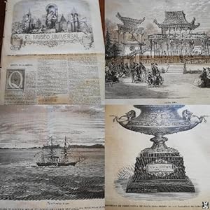 EL MUSEO UNIVERSAL: 1867 Año XI, Nº42. Expoición Universal Paris : Pagoda china y trofeo carreras...