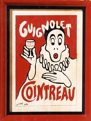 "GUIGNOLET COINTREAU" (PIERROT) Peinture sur bois encadrée d'après JOSSOT en 1898