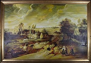 Sands after Rubens - Large 20th Century Oil, Peasants Returning from the Fields