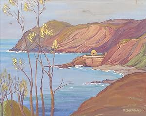 R. Sheppard - Mid 20th Century Gouache, Flowing Coastline