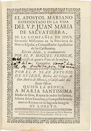 EL APOSTOL MARIANO REPRESENTADO EN LA VIDA DEL V.P. JUAN MARIA DE SALVATIERRA, DE LA COMPANIA DE ...