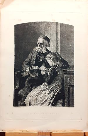 Acquaforte Le Memorie del Nonno incisore C. Turletti 1887