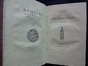 POESIES DE PERNETTE DU GUILLET , LYONNAISE - Rymes de gentile et vertueuse dame D. Pernette du Gu...