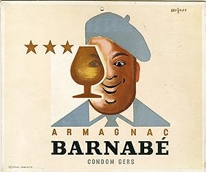 "ARMAGNAC BARNABÉ" Carton original / Litho par SAVIGNAC / ALJANVIC-PUBLICITÉ (1945)