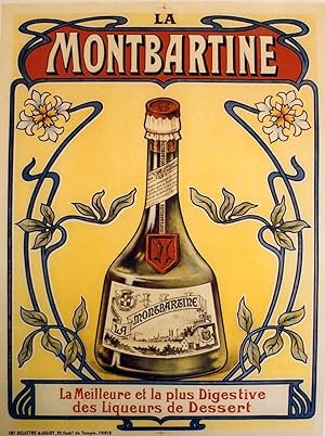 "LIQUEUR LA MONTBARTINE" Affiche originale entoilée / Litho Imp. DELATTRE & JULIOT Paris (années 20)