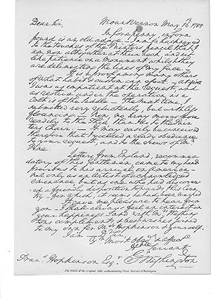 Facsimile of letter from George Washington to Francis Hopkinson,antique historical portrait print