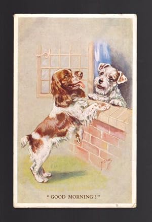 Good Morning - Spaniel & Terrier Dog Postcard