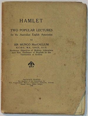 Hamlet Two Popular Lectures for The Australian English Association 1930 Privately Printed