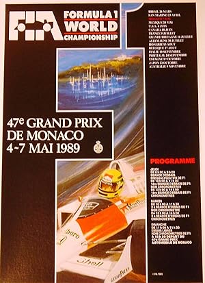 AFFICHE : F1 47ème GRAND PRIX DE MONACO 4-7 MAI 1989