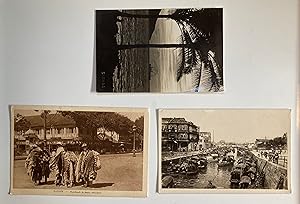Three early-mid C20th B&W postcards of Southeast Asia : SAIGON-MARCHANDS DE PEAUX AMBULANTS, SABA...