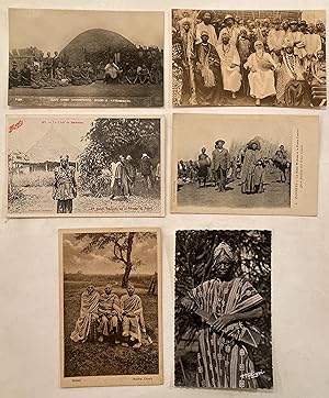 Six early C20th B&W postcards of African Native Chiefs : LE CHEF DE BABOUA, LE REINE MOKWAE ET LE...