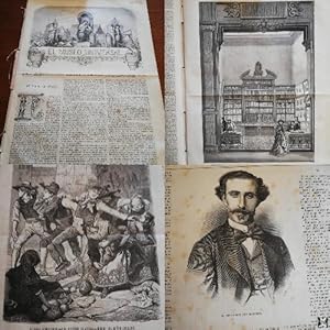 EL MUSEO UNIVERSAL: 1867 Año XI, Nº46.Grabados: alfred Mame librairie/librería, los Quintos en Áv...