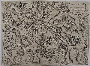 Plan der Action bey Landeshutte in Schlesien d. 23 Juni 1760. Kupferstichkarte 16,5 x 23 cm