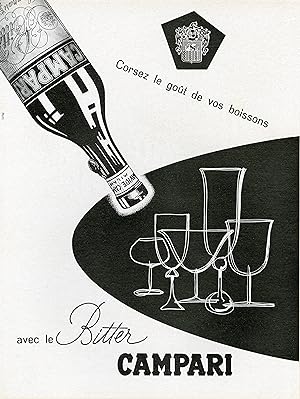 "Bitter CAMPARI" Annonce originale entoilée illustrée par ROLLI et parue dans L'ILLUSTRATION (1938)