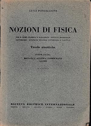 Nozioni di Fisica. Tavole sinottiche parte prima