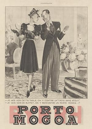 "PORTO MOGOA" Annonce originale entoilée pour L'ILLUSTRATION par Georges LÉONNEC en 1939