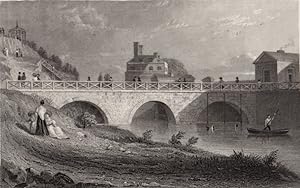 THE RACE BRIDGE FAIR MOUNT WATER WORKS, PHILADELPHIA ,antique historical print