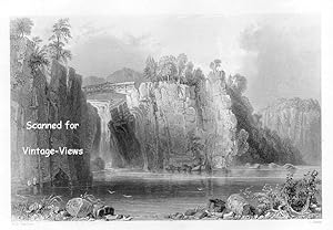 VIEW OF THE PASSAIC FALLS,antique historical print