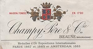 "CHAMPY Père & Cie BEAUNE" Etiquette-chromo originale (entre 1890 et 1900)