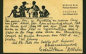 Postkarte >Steiner-Rothstein-Quartett<, Pariser Strasse 3, Berlin. Text in Hektografie, Adressfel...