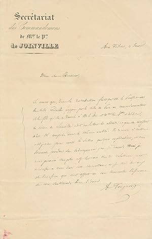 Auguste TROGNON précepteur François d'Orléans 2 lettres autographes signées