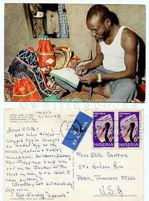 Color Postcard: Leather Maker in Kano, Nigeria Circa 1968
