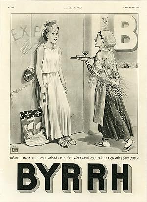 "BYRRH" EXPOSITION INTERNATIONALE de PARIS de 1937 / Annonce originale entoilée pour L'ILLUSTRATI...