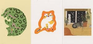 Cat With Curtain Blind Control Orange Cut Out Cats 3x Postcard s
