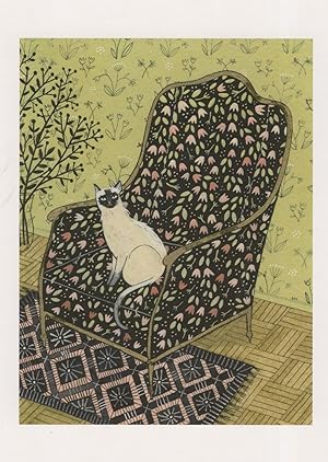 Siamese Cat This Is My Chair Cats in Authority Painting Postcard
