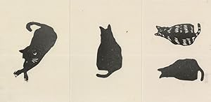 Silhouette Cat Cats 3x Artist Drawing Painting Postcard s